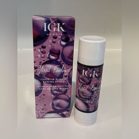 IGK MIXED FEELINGS LEAVE-IN BLONDE TONING purple DROPS brand new in box - Picture 3 of 7